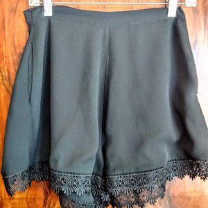 Nasty Gal Black Lace Trim High Waist Shorts size S